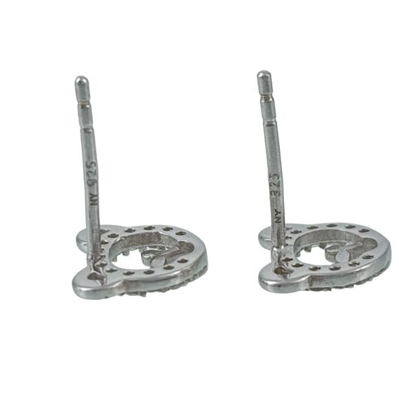 Cubic Zirconia Small Bear Face Stud Earrings | Vintage Sterling Silver 925 - Picture 2 of 4